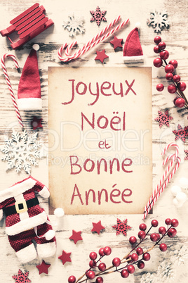 Nostalgic Christmas Flat Lay, Bonne Annee Means Happy New Year