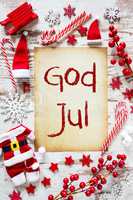 Bright Christmas Flat Lay, God Jul Means Merry Christmas