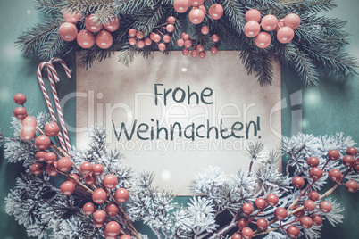 Christmas Garland, Frohe Weihnachten Means Merry Christmas