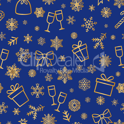 Christmas icon seamless pattern Winter Holiday snow background