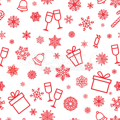 Christmas icon seamless pattern Winter Holiday snow background