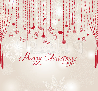 Merry Christmas snow card background with handwritten lettering.