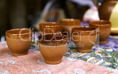Traditional clay glasses for wine