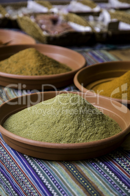 Ground spices in a market