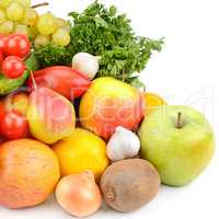 Fruits and vegetables isolated on white background.