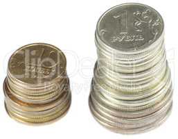 stack of coin on white