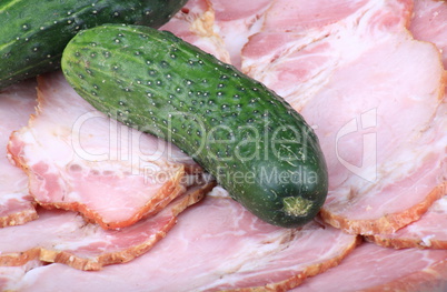 cucumber on ham meat