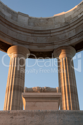 Closeup of the war memorial at sunset, Ancona Italy