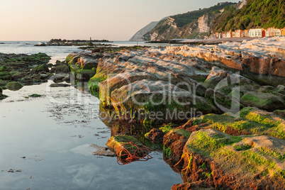 The passetto rocks at sunrise, Ancona, Italy