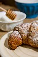 Closeup of a croissant on a plate