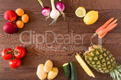 Different raw vegetables and fruits