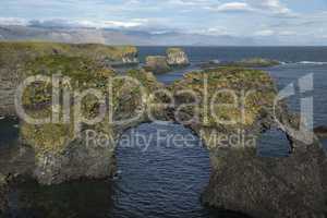 Rocky seashore of the Atlantic ocean, Iceland.