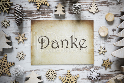 Rustic Christmas Decoration, Paper, Danke Means Thank You