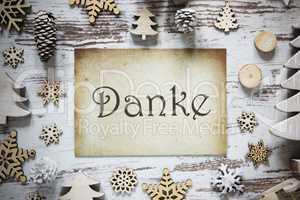 Rustic Christmas Decoration, Paper, Danke Means Thank You