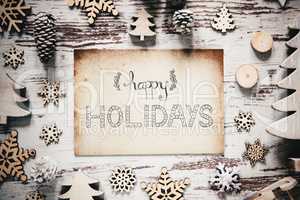 Nostalgic Christmas Decoration, Paper, Calligraphy Happy Holidays