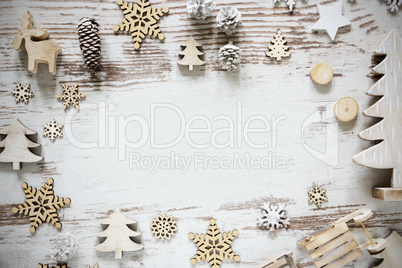 Flat Lay With Rustic Christmas Decoration, Copy Space