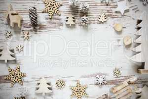 Flat Lay With Rustic Christmas Decoration, Copy Space