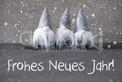 Gnomes, Snowflakes, Frohes Neues Jahr Means Happy New Year