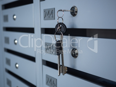 Mailboxes and lock in rows at entrance