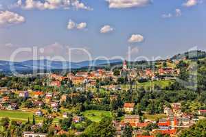 Beautiful Austrian Village in the Alps, summer view