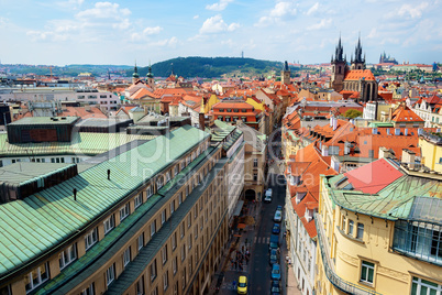 Prague street from above
