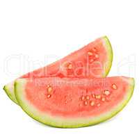 Watermelons slices isolated on white background. Free space for