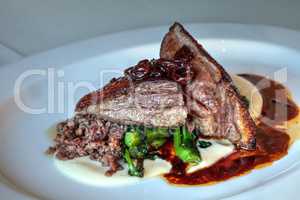 Gourmet roasted duck with raspberry sauce