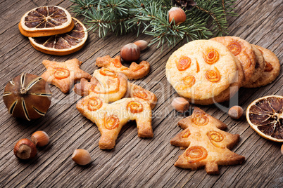 Christmas cookie on a wooden background