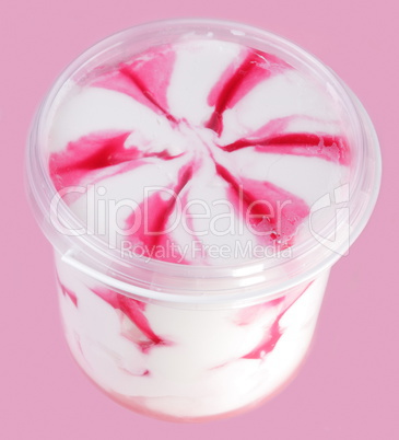 pot of ice cream on pink