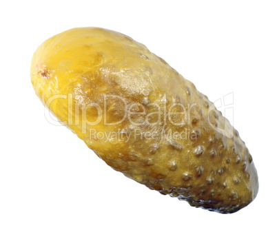 salted cucumber on white background