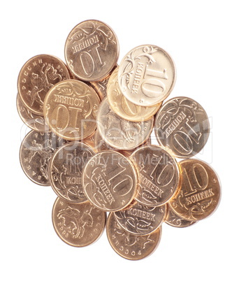 scattering of coins close up