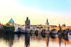 Charles Bridge, St. Francis of Assisi Church and Old Town Bridge