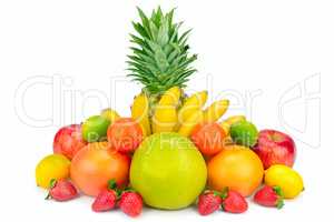 Set of fruits isolated on white background.