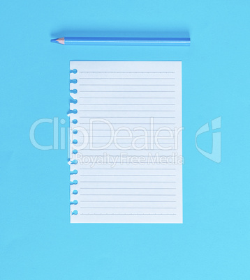 white blank sheet in line torn out of notepad