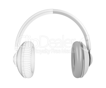 3D render of big headphones