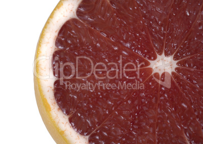 Half of Red Grapefruit isolated on white background.