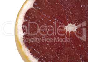 Half of Red Grapefruit isolated on white background.