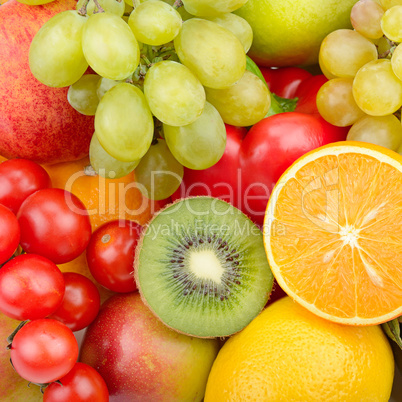 Beautiful background of set of vegetables and fruits.