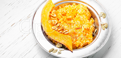 Autumn porridge with pumpkin