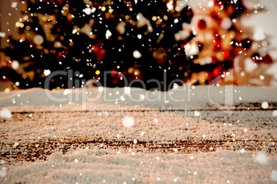 Composite image of snow falling