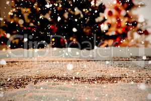 Composite image of snow falling