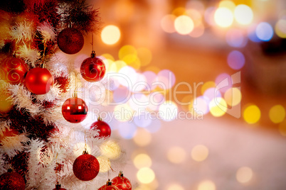 Composite image of christmas yellow circle lights