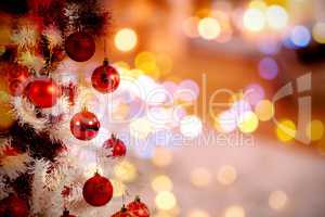 Composite image of christmas yellow circle lights