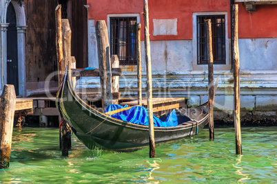 Pier for a gondola on the doorstep in Venice