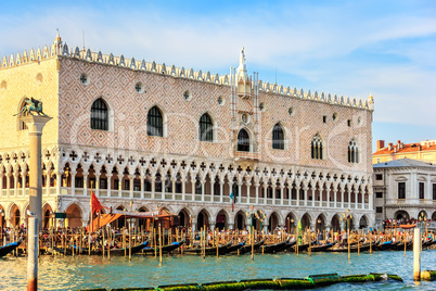 Doge's Palace and gondolas pier, Venice, Italy