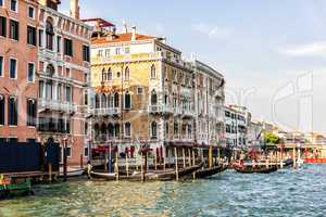 Grand Canal view near the Church of San Moise in Venice