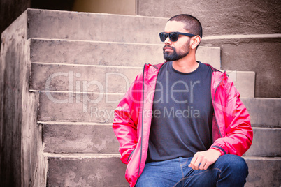 Hipster man with blank t-shirt for your design