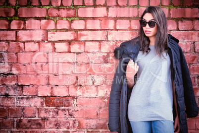 Hipster woman with blank t-shirt for your design