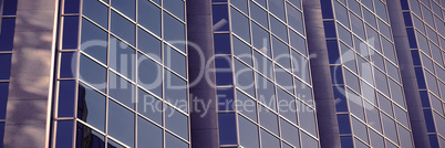 close-up of glass office building