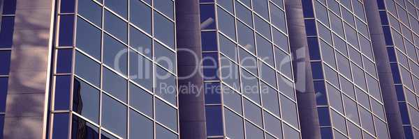 close-up of glass office building